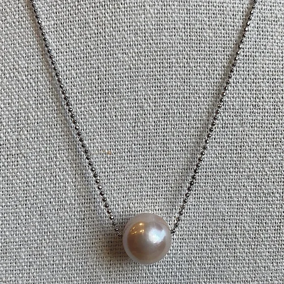 GENUINE 925 Sterling Silver South Sea Freshwater Pearl Pendant Necklace - Picture 3 of 10